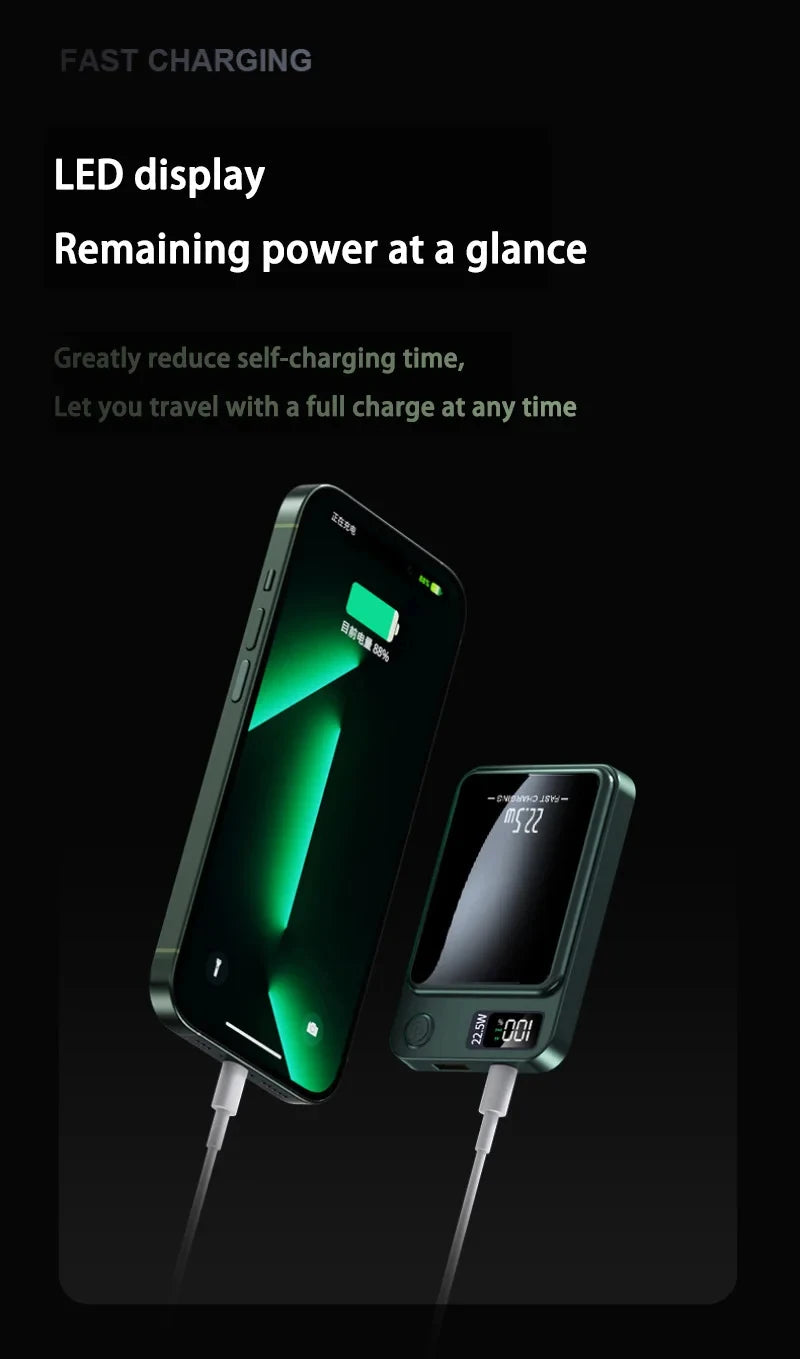 New 100000mah Capacity Power Bank Magnetic Wireless 22.5w Ultra Super Fast Charging Powerbank For Iphone Samsung Huawei Xiaomi