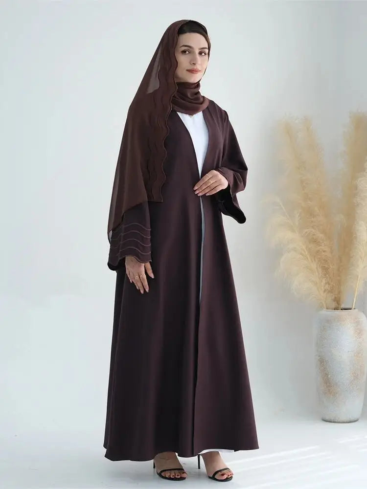 Ramadan Eid Abaya Khimar Set – Gray & Black Muslim Dress