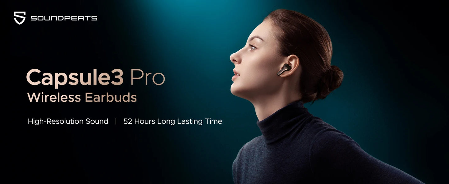 SoundPEATS Capsule 3 Pro Bluetooth 5.3 Earphone TWS True Wireless Earbuds 43dB Hybrid ANC Hi-Res Certified with LDAC Audio Codec