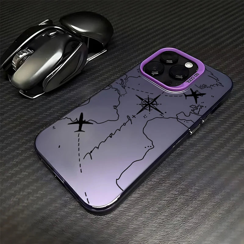 Travel Airplane Route Design Phone Case for IPhone 16 15 14 13 12 11 Mini Pro Max X XR XSMAX 8 7 Plus Anti Fall Matte Cover