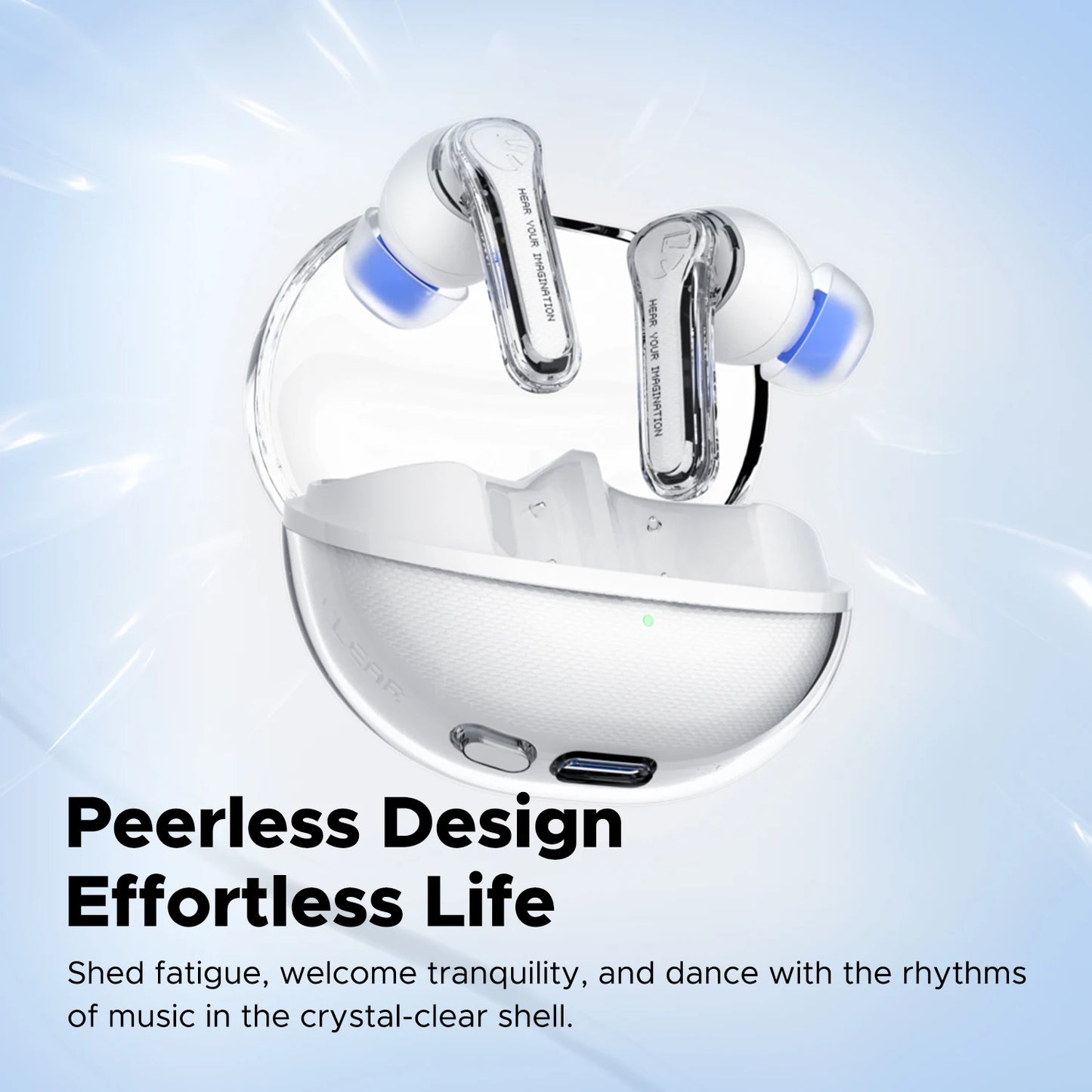 SoundPEATS Clear Transparent Series Bluetooth 5.3 True Wireless Earbuds with Dual ENC Mic, Gaming Mode, App Support, 40H