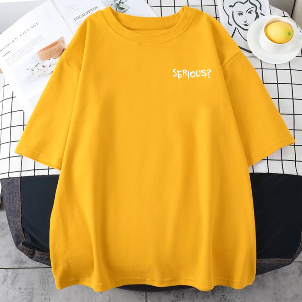 Creative Words Serious Printed Female T Shirtsimple S-Xxxl T-Shirts Retro Breathable Short Sleeved Comfortable Tshirts Women