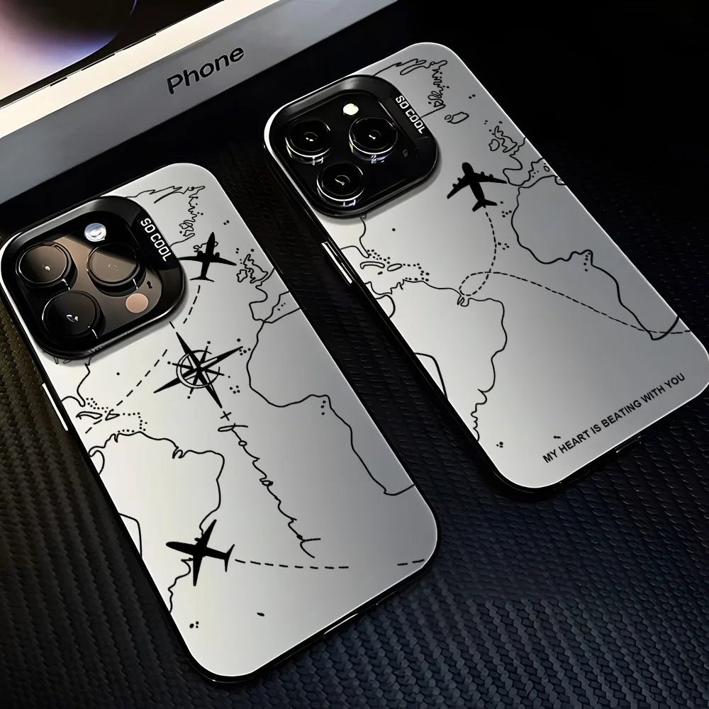 Travel Airplane Route Design Phone Case for IPhone 16 15 14 13 12 11 Mini Pro Max X XR XSMAX 8 7 Plus Anti Fall Matte Cover