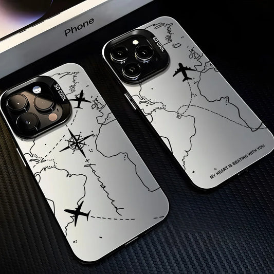Travel Airplane Route Design Phone Case for IPhone 16 15 14 13 12 11 Mini Pro Max X XR XSMAX 8 7 Plus Anti Fall Matte Cover