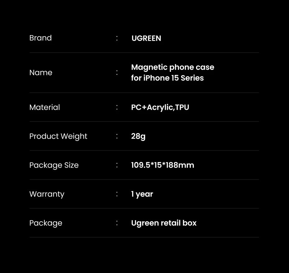 UGREEN for iPhone 14 13 12 Pro Max Magnetic Case Shockproof Cover for iPhone 15 Pro Max 15 Plus 15pro Magnet TPU PC Case