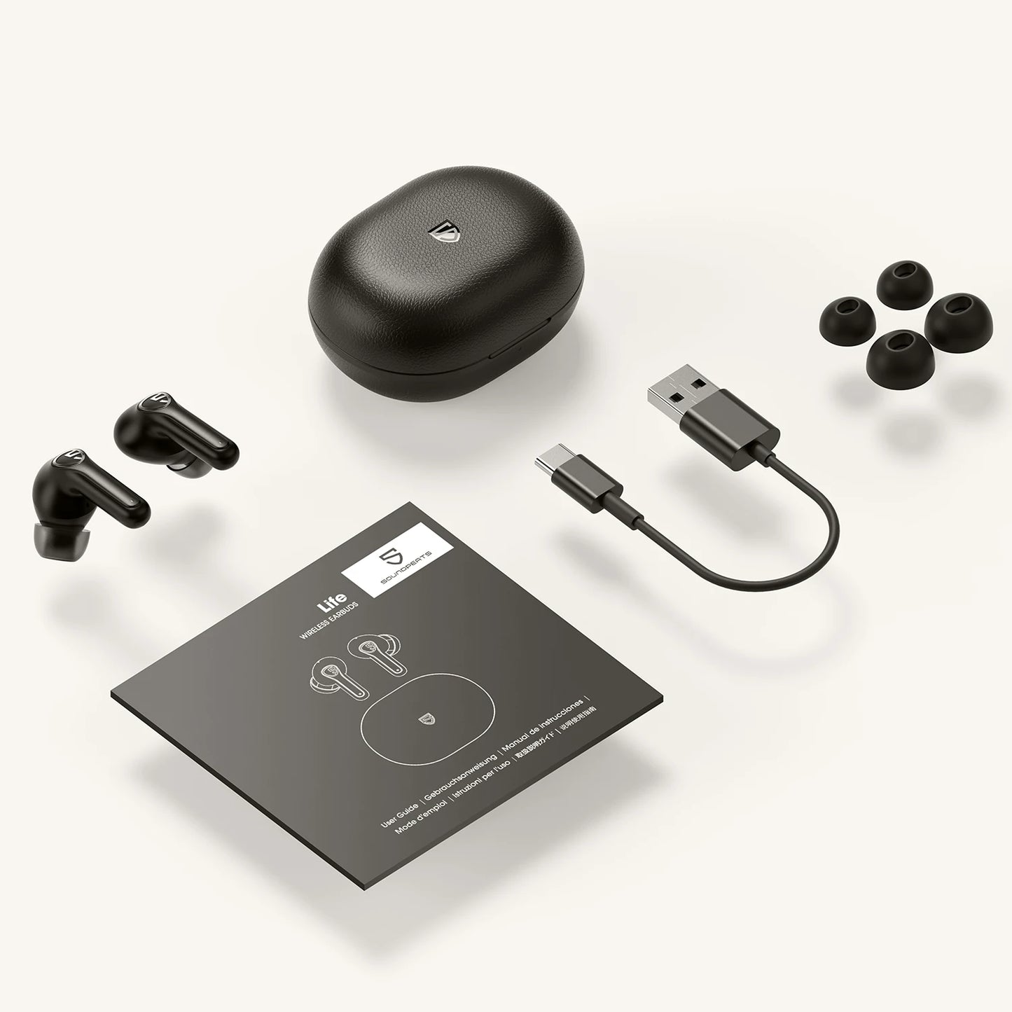 SoundPEATS Life Wireless Earbuds Active Noise Cancelling Bluetooth V5.2 Earphones with 4 Mic,12mm Driver,AI ENC for Clear Calls