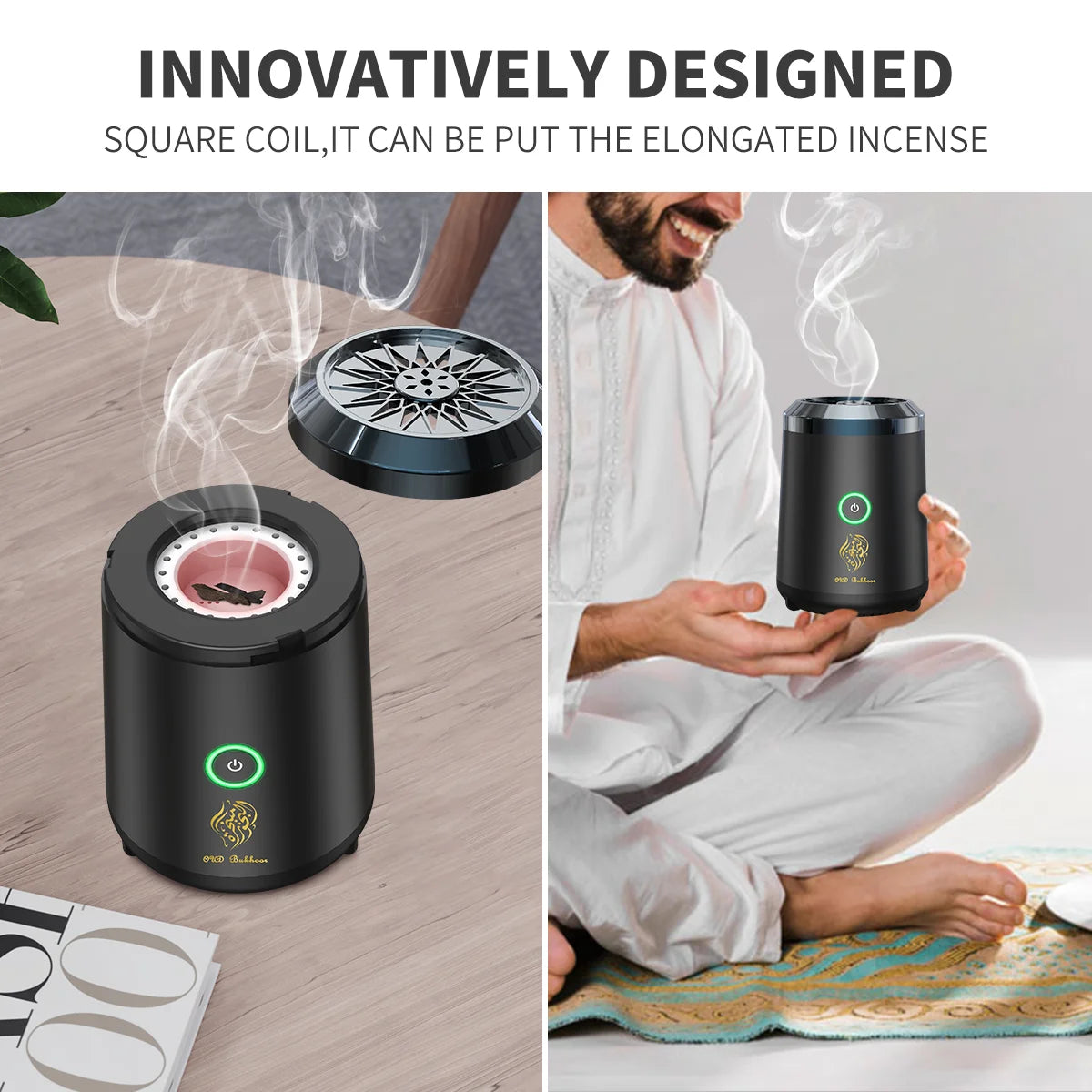 Portable Electric Incense Burner Arabic Bakhoor Aroma Diffuser Arabian Rechargeable Bukhoor Holder