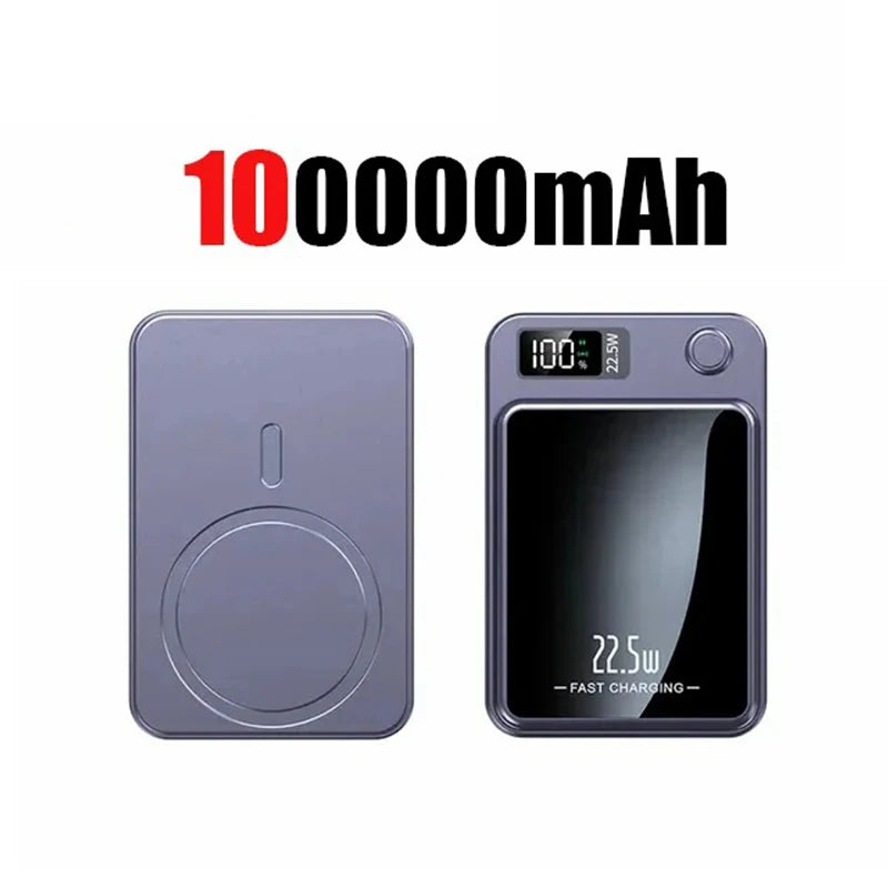 New 100000mah Capacity Power Bank Magnetic Wireless 22.5w Ultra Super Fast Charging Powerbank For Iphone Samsung Huawei Xiaomi