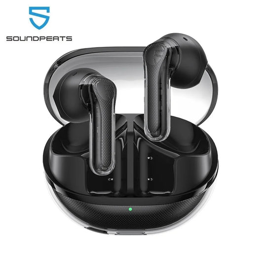 SoundPEATS Clear Pods Bluetooth Wireless Earphones with Dual ENC Mic, 13mm Drivers,Deep Bass, Total 40H Playtime, APP Control