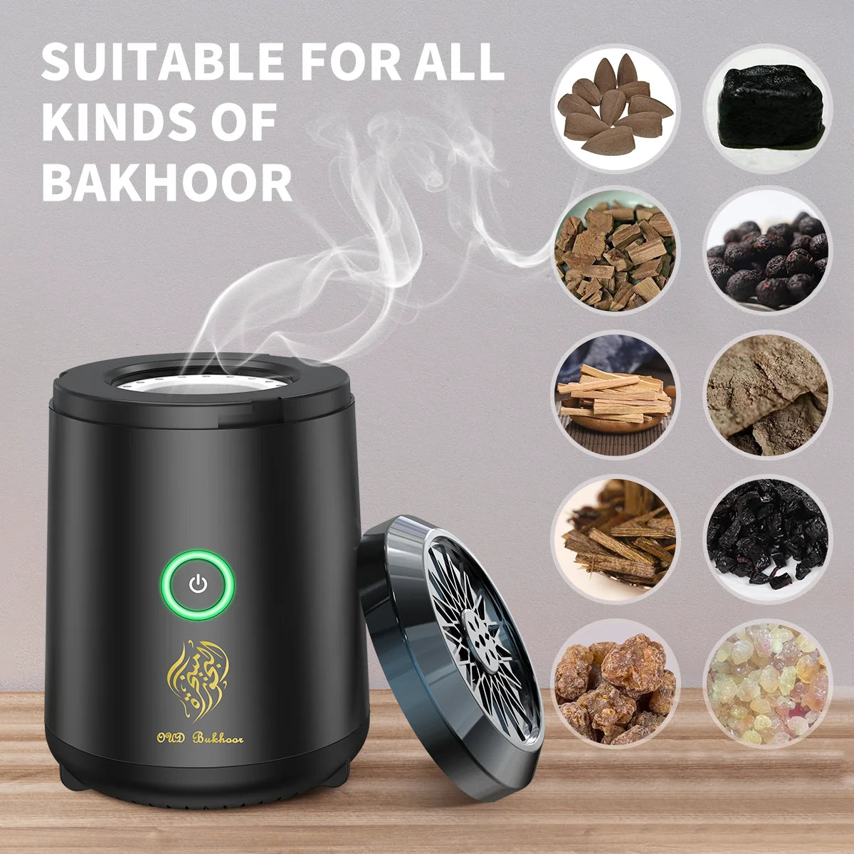 Portable Electric Incense Burner Arabic Bakhoor Aroma Diffuser Arabian Rechargeable Bukhoor Holder