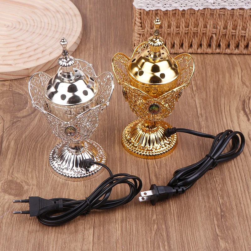 Metal Indoor Burner Middle East Church Electric Censer Metal Burner Vintage Sandalwood Burner (EU Plug)