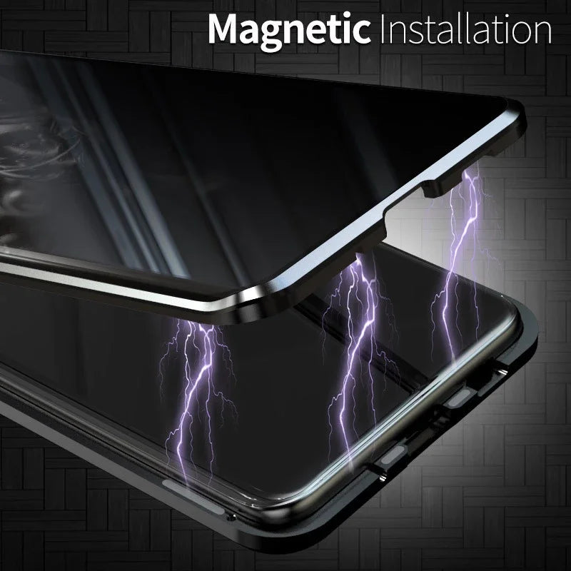 Anti-spy Double Side Glass Magnetic Case For Samsung Galaxy S22 S21 Ultra S20 FE S10 S9 S8 Plus Note 20 10 9 Plus Privacy Cover