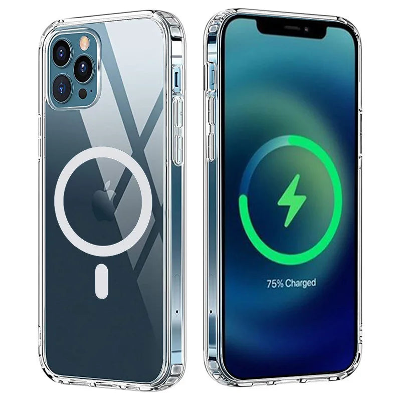 Magsafe Wireless Charging Magnetic Case For iPhone 14 11 12 13 Pro Max 12 13 mini 14 Plus Transparent Shockproof Cover Cases