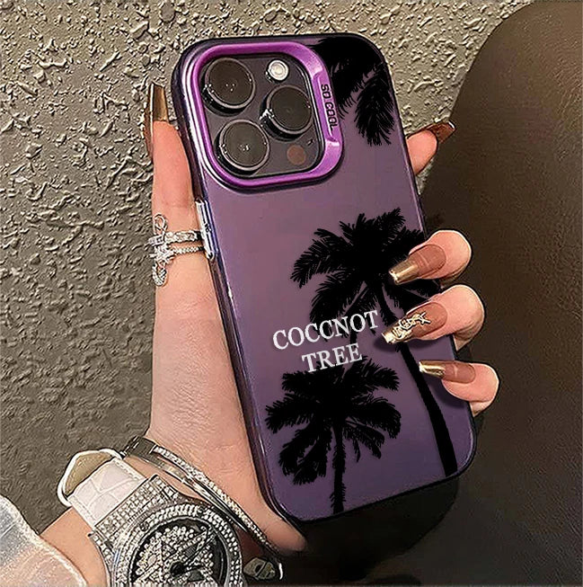 Phone Case For iPhone 16 15 14 13 12 11 Pro Max 7 8 Plus XS XR X SE2022 Summer Scenery Coconut tree Design Shockproof Hard Cover