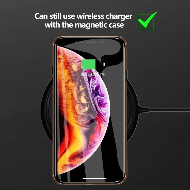 Magnetic tempered glass privacy metal case for iPhone 16 15 14 13 12 XR 11 pro Max 7 8 plus 360 magnet antispy protective cover
