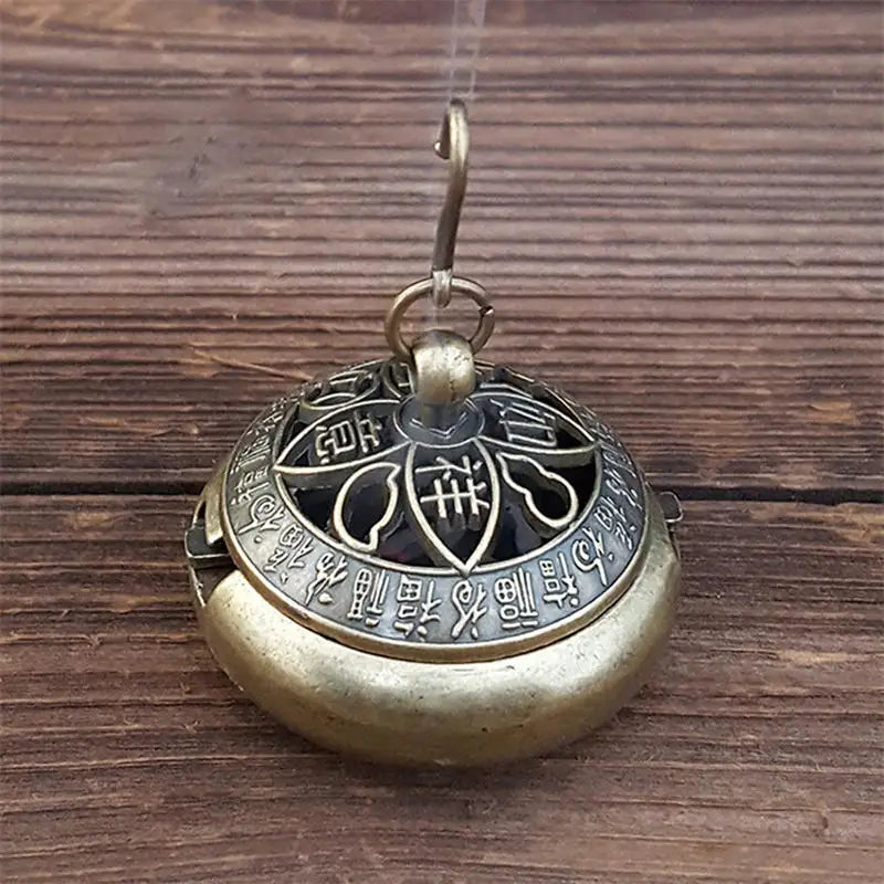 Retro Incense Burner Hollow Out Zinc Alloy Hanging Fulu Shou Incense Burner Household Incense Burner Incense Stick Ornament