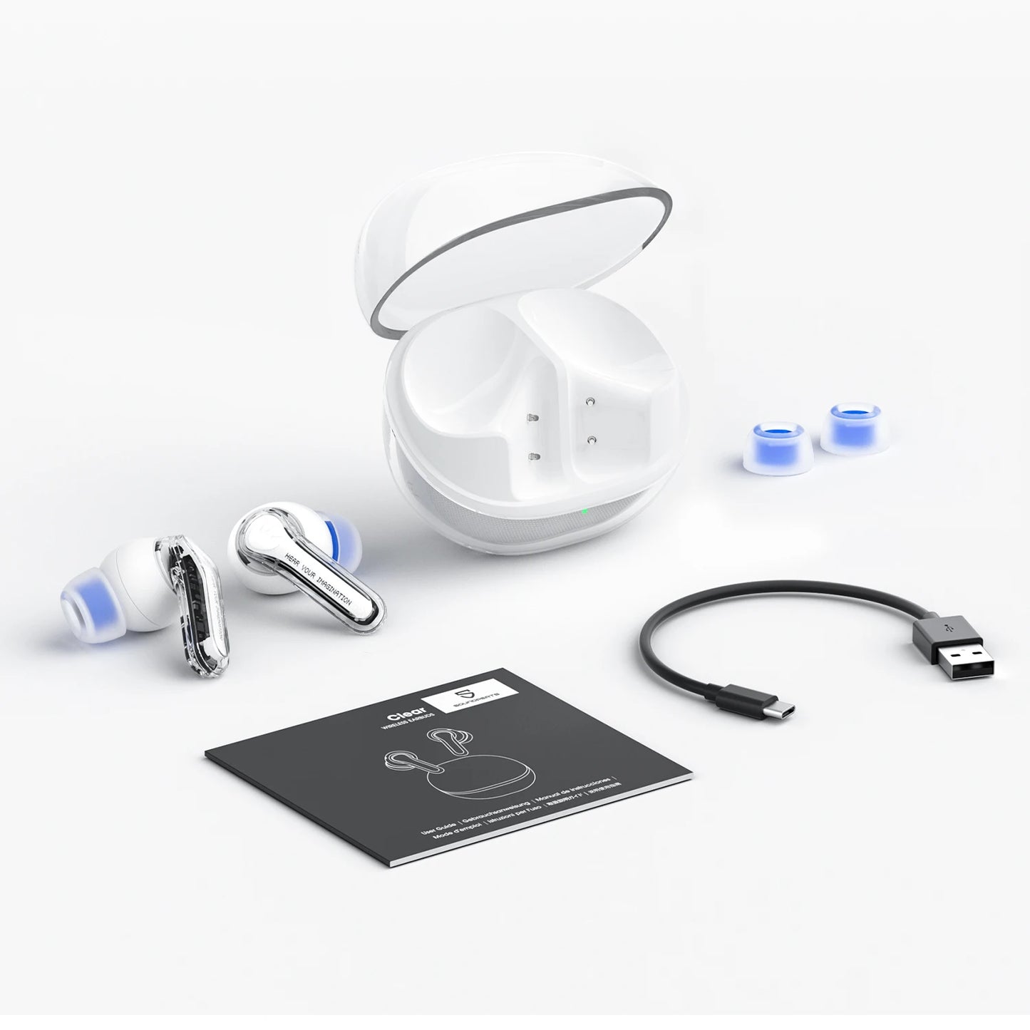 SoundPEATS Clear Transparent Series Bluetooth 5.3 True Wireless Earbuds with Dual ENC Mic, Gaming Mode, App Support, 40H
