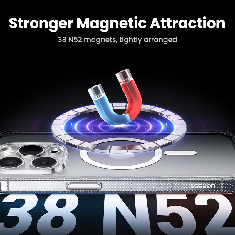 UGREEN for iPhone 14 13 12 Pro Max Magnetic Case Shockproof Cover for iPhone 15 Pro Max 15 Plus 15pro Magnet TPU PC Case