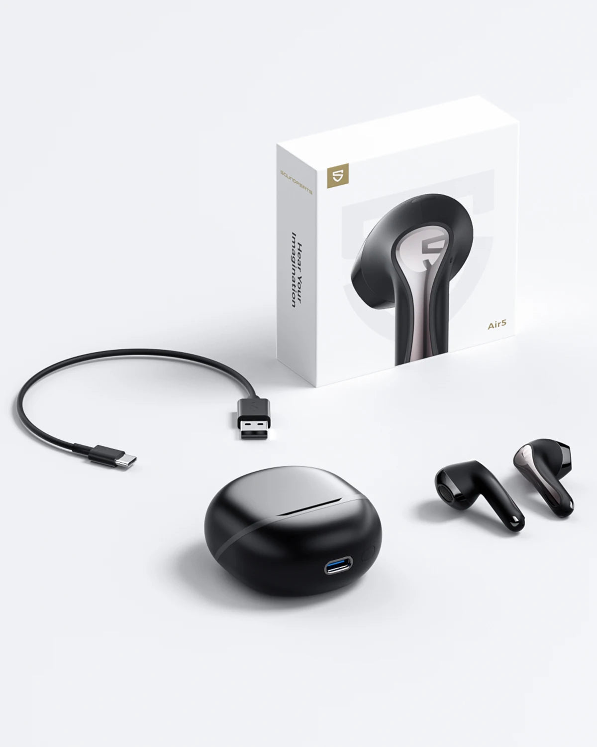SoundPEATS Air5 ANC Bluetooth 5.4 Wireless Earbuds with Hi-Res Audio,aptX lossless,CVC V8.0,6MIC AI call noise reduction,IPX5