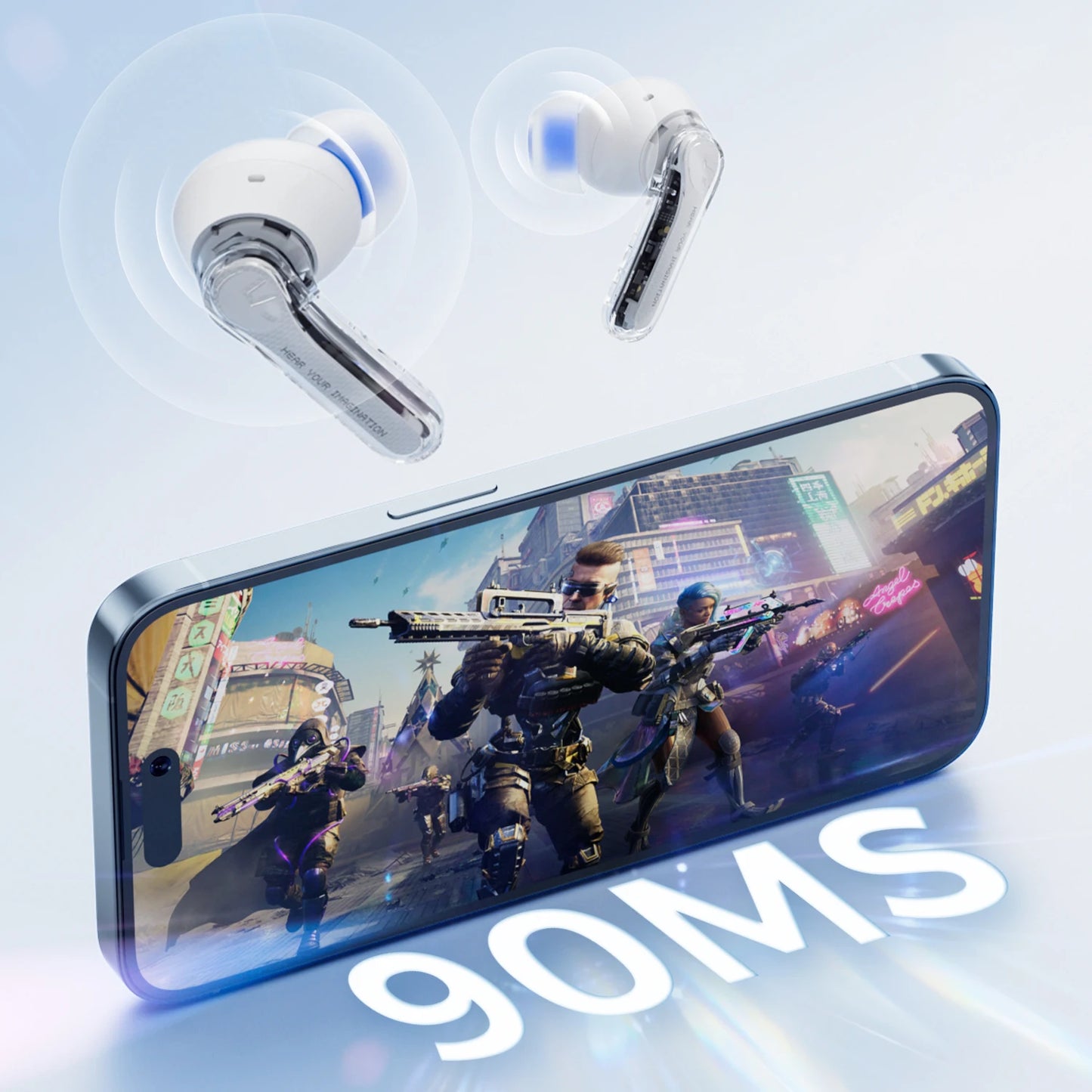 SoundPEATS Clear Transparent Series Bluetooth 5.3 True Wireless Earbuds with Dual ENC Mic, Gaming Mode, App Support, 40H