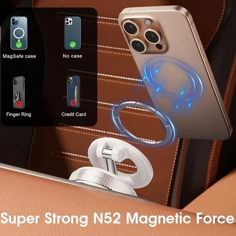 Vacuum magnetic phone holder, Magsafe suction cup phone holder, 360 ° adjustable magnetic phone holder, pocket sized foldable