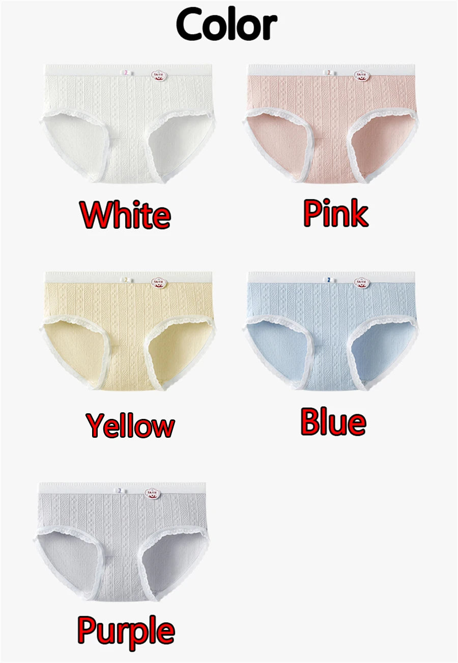 3PCS/Set Cotton Panties Women Antibacterial Crotch 2024 New Mid Waist Underwear Girls Breathable Triangle Shorts Lingerie Briefs