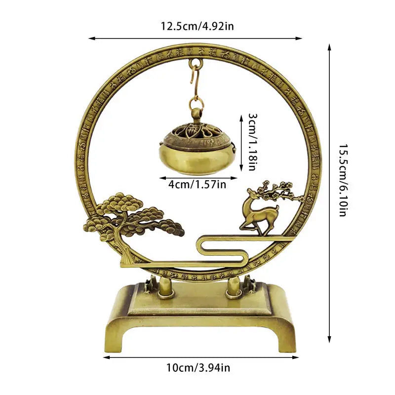 Retro Incense Burner Hollow Out Zinc Alloy Hanging Fulu Shou Incense Burner Household Incense Burner Incense Stick Ornament