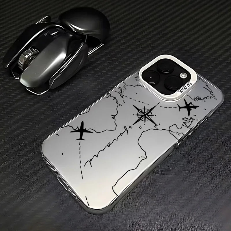 Travel Airplane Route Design Phone Case for IPhone 16 15 14 13 12 11 Mini Pro Max X XR XSMAX 8 7 Plus Anti Fall Matte Cover
