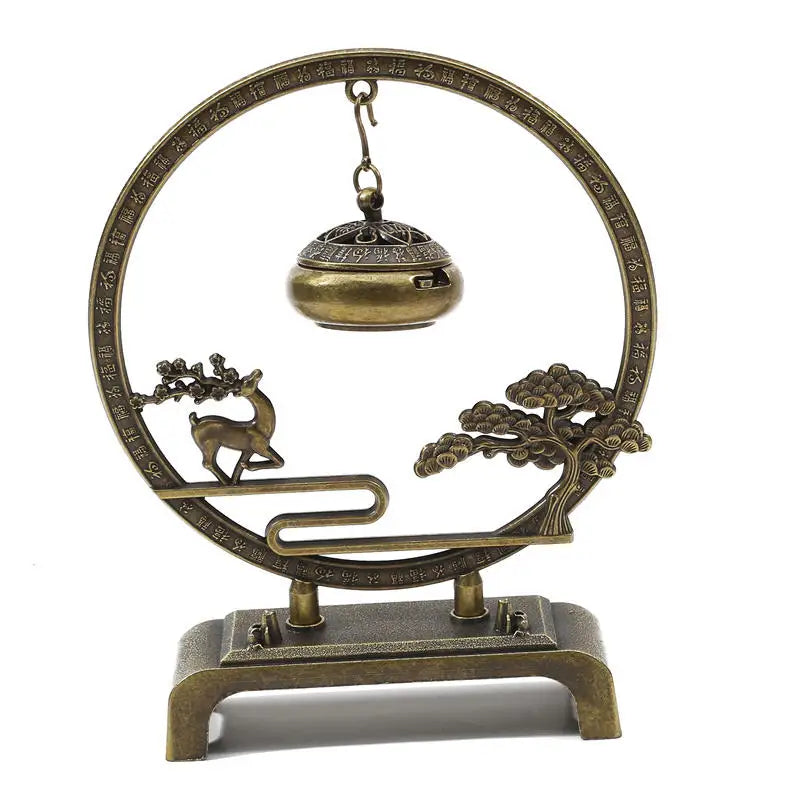 Retro Incense Burner Hollow Out Zinc Alloy Hanging Fulu Shou Incense Burner Household Incense Burner Incense Stick Ornament