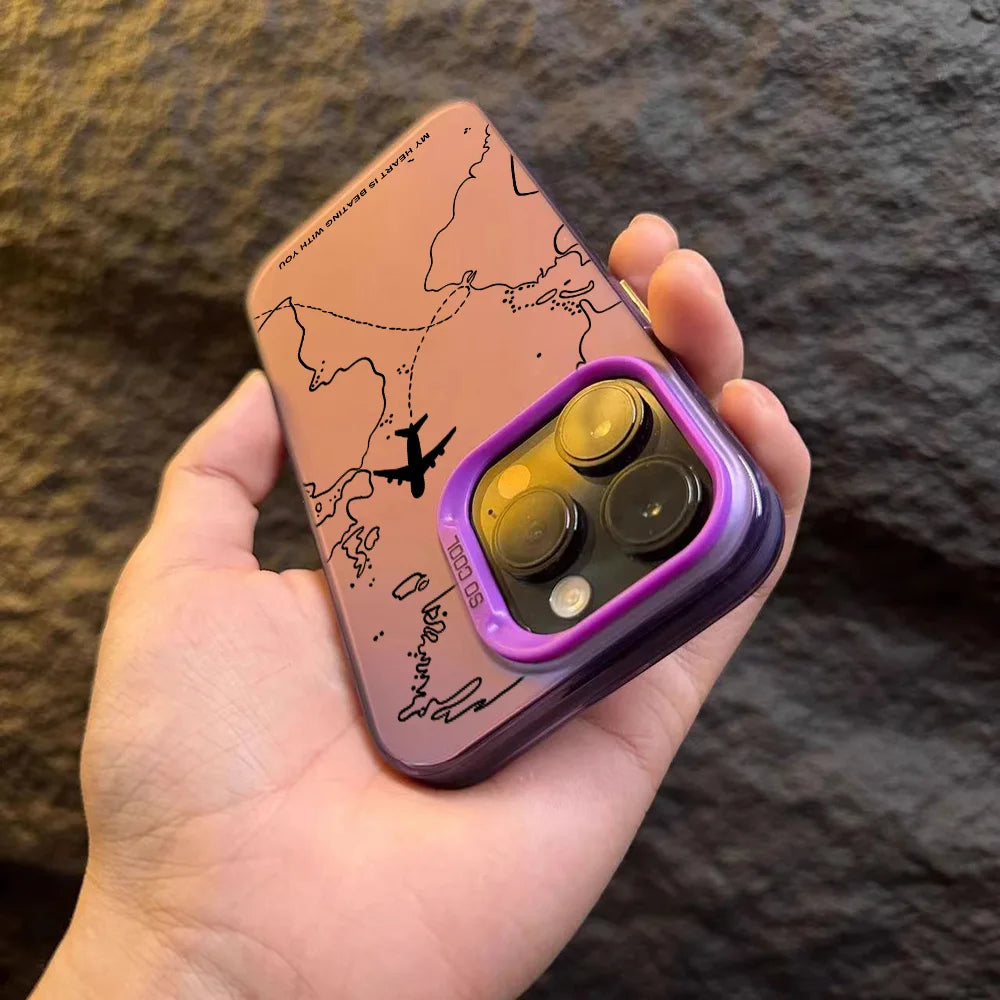 Travel Airplane Route Design Phone Case for IPhone 16 15 14 13 12 11 Mini Pro Max X XR XSMAX 8 7 Plus Anti Fall Matte Cover
