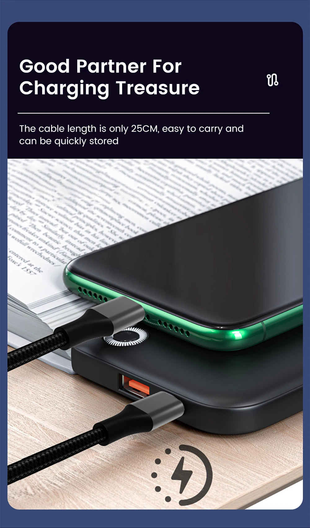 Short 30cm Type C to USB C Cable Fast Charging For Iphone15 Xiaomi Samsung Huawei Power BanK 25cm USB To Type C/USB C Data Cable