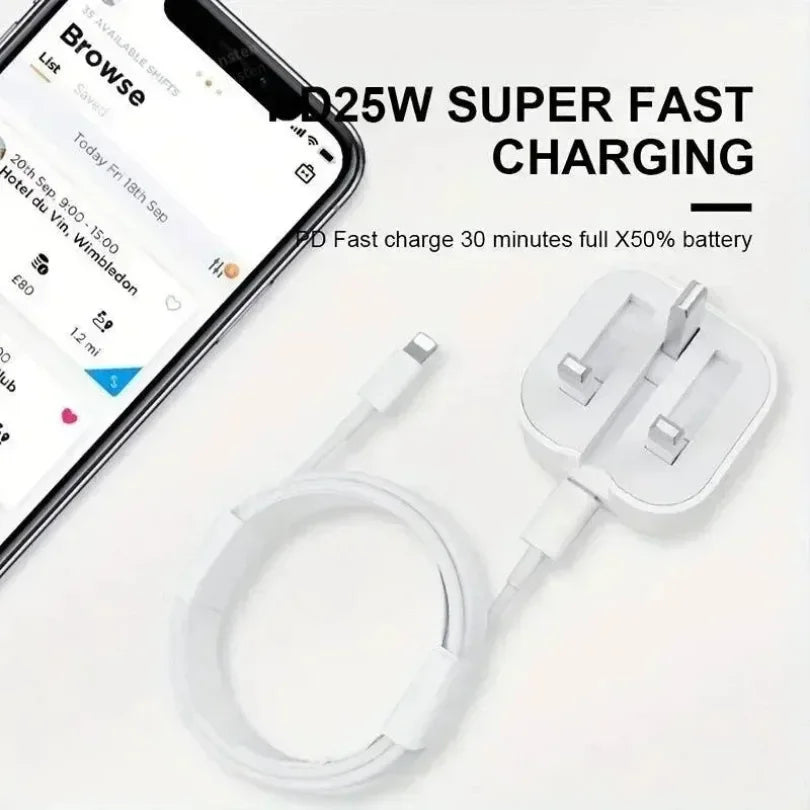 Foldable UK Plug USB-C Port Fast Charging QC3.0 PD 25W Type C Quick Charge For iPhone 16 15 Travel Wall Charger Power Adapter