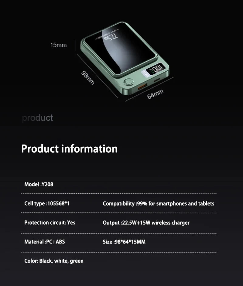 New 100000mah Capacity Power Bank Magnetic Wireless 22.5w Ultra Super Fast Charging Powerbank For Iphone Samsung Huawei Xiaomi