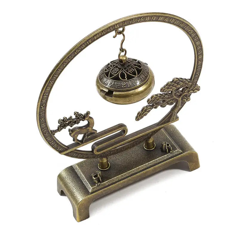 Retro Incense Burner Hollow Out Zinc Alloy Hanging Fulu Shou Incense Burner Household Incense Burner Incense Stick Ornament