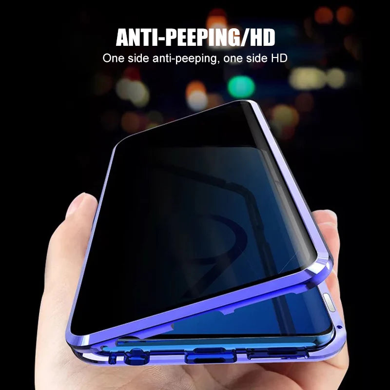 Anti-spy Double Side Glass Magnetic Case For Samsung Galaxy S22 S21 Ultra S20 FE S10 S9 S8 Plus Note 20 10 9 Plus Privacy Cover