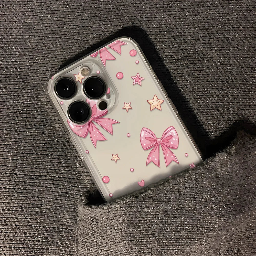 Cute Bows Phone Case For iPhone 16 15 14 13 12 11 Pro Max Mini X XR XS Max 78 15 Plus SE2022 Lens Protection Soft Back Cover