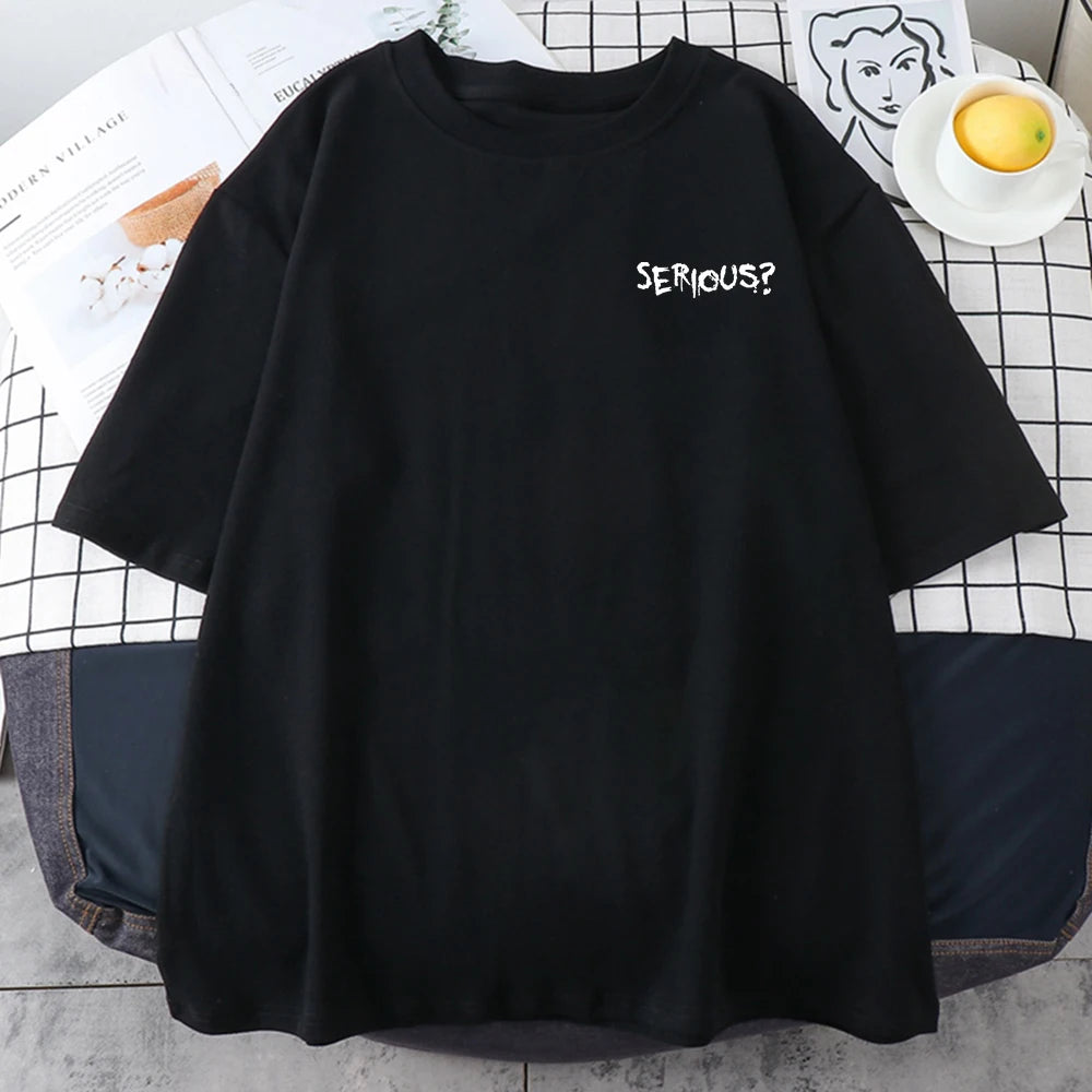 Creative Words Serious Printed Female T Shirtsimple S-Xxxl T-Shirts Retro Breathable Short Sleeved Comfortable Tshirts Women
