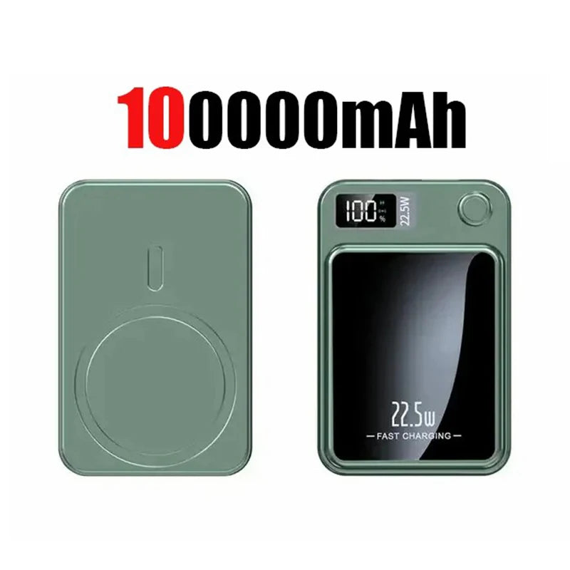 New 100000mah Capacity Power Bank Magnetic Wireless 22.5w Ultra Super Fast Charging Powerbank For Iphone Samsung Huawei Xiaomi