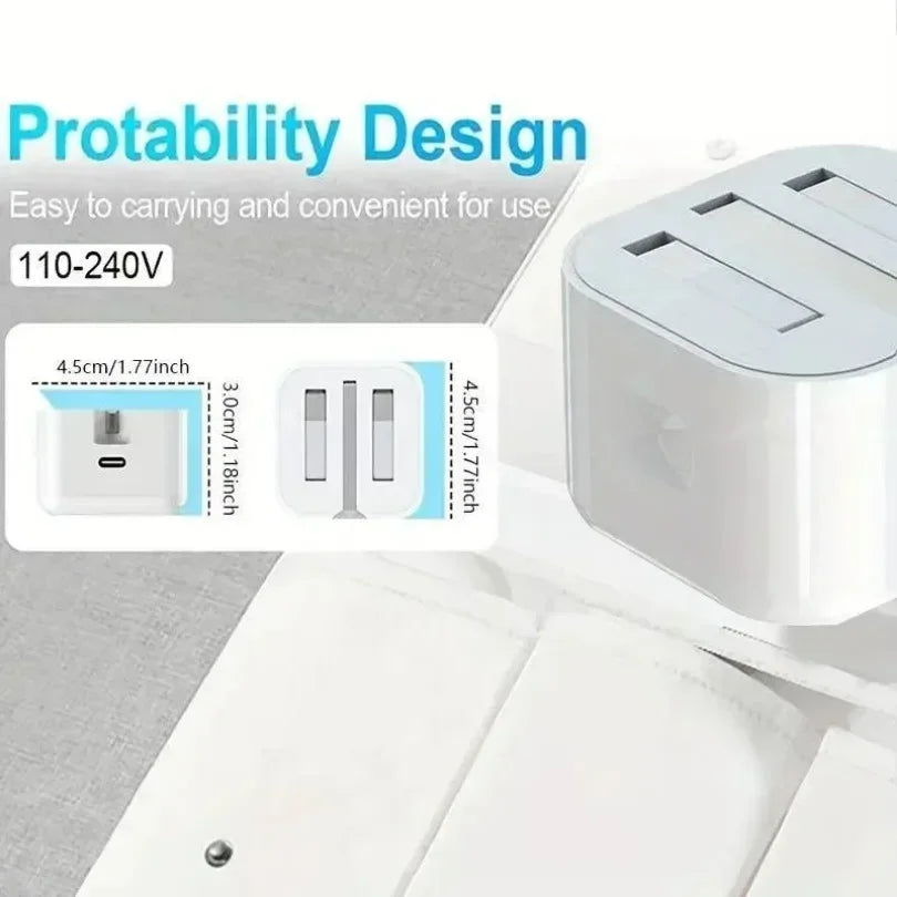Foldable UK Plug USB-C Port Fast Charging QC3.0 PD 25W Type C Quick Charge For iPhone 16 15 Travel Wall Charger Power Adapter