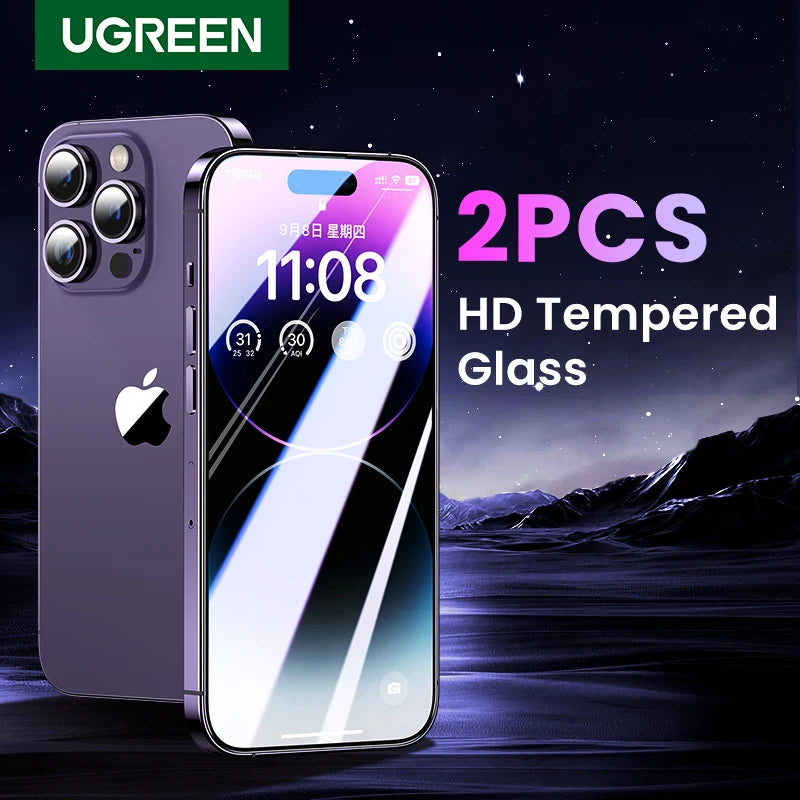 UGREEN for iPhone 15 14 13 Pro Max Glass Screen Protector for iPhone 12 11 XR iPhone 15 Pro Tempered Glass 9D Film