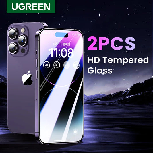 UGREEN for iPhone 15 14 13 Pro Max Glass Screen Protector for iPhone 12 11 XR iPhone 15 Pro Tempered Glass 9D Film