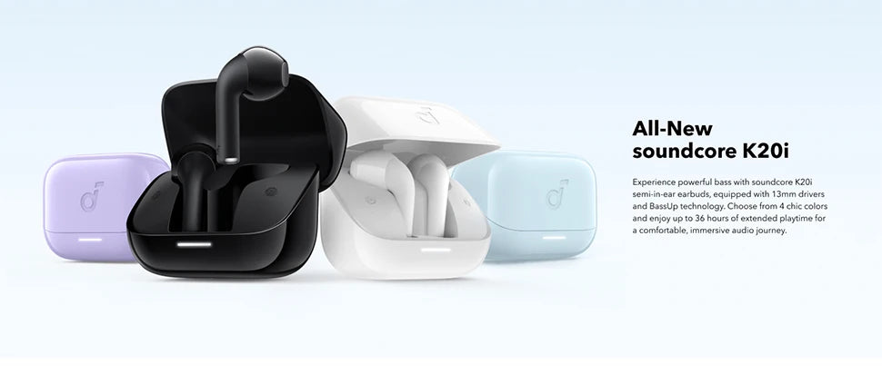 Soundcore K20i by Anker Semi-in-Ear Earbuds Earphone Bluetooth 36H Wireless Bluetooth Headphones Wireless Bluetooth Earphones