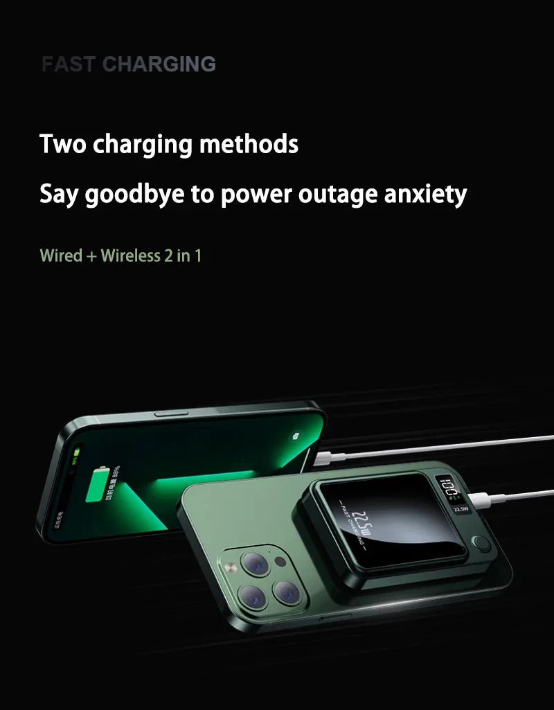 New 100000mah Capacity Power Bank Magnetic Wireless 22.5w Ultra Super Fast Charging Powerbank For Iphone Samsung Huawei Xiaomi