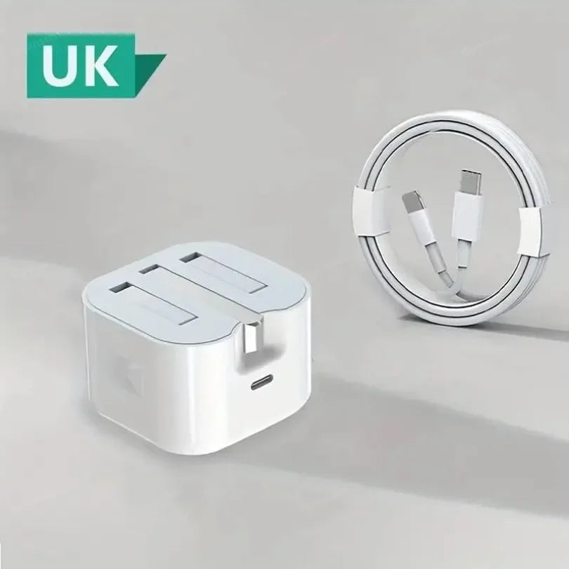 Foldable UK Plug USB-C Port Fast Charging QC3.0 PD 25W Type C Quick Charge For iPhone 16 15 Travel Wall Charger Power Adapter