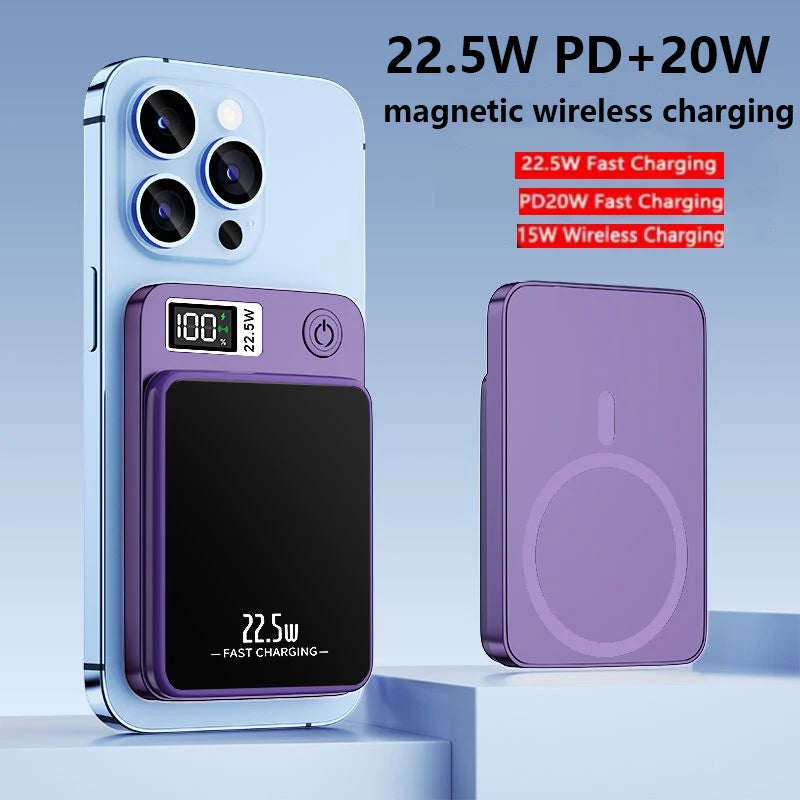 New 100000mah Capacity Power Bank Magnetic Wireless 22.5w Ultra Super Fast Charging Powerbank For Iphone Samsung Huawei Xiaomi