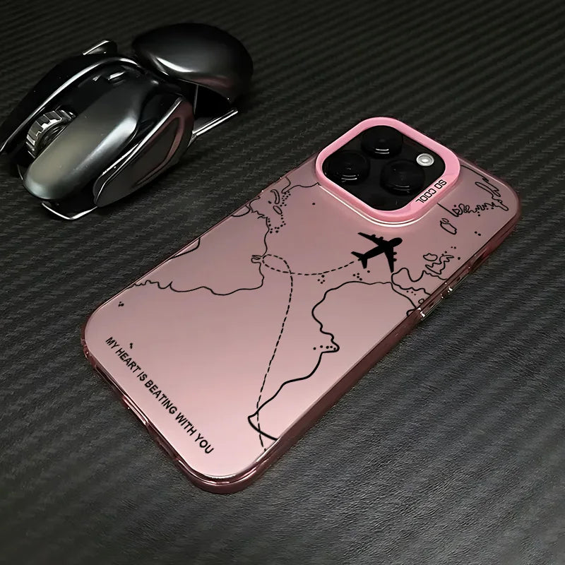Travel Airplane Route Design Phone Case for IPhone 16 15 14 13 12 11 Mini Pro Max X XR XSMAX 8 7 Plus Anti Fall Matte Cover