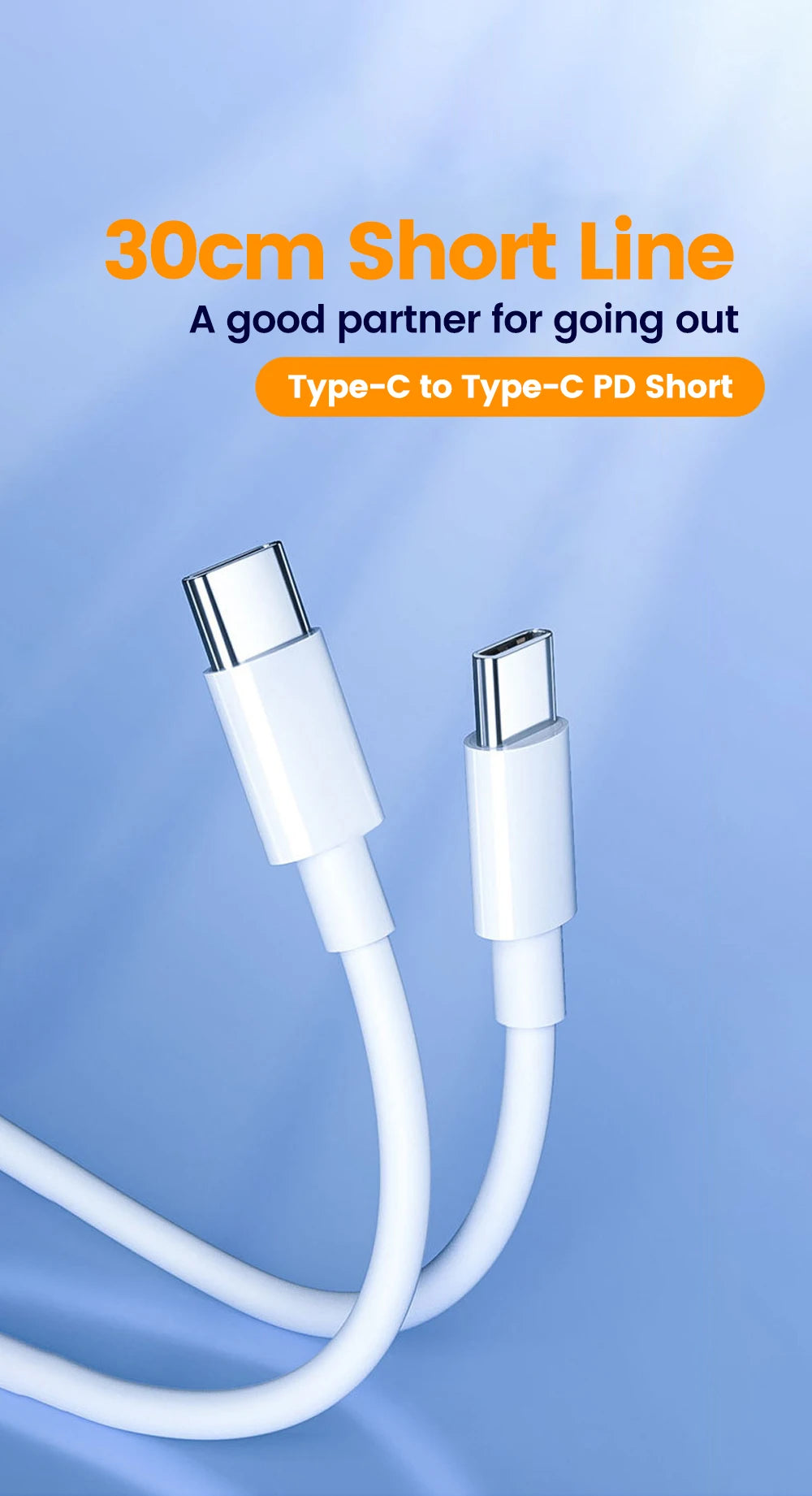 Short 30cm Type C to USB C Cable Fast Charging For Iphone15 Xiaomi Samsung Huawei Power BanK 25cm USB To Type C/USB C Data Cable