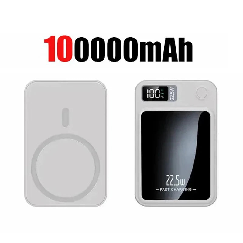 New 100000mah Capacity Power Bank Magnetic Wireless 22.5w Ultra Super Fast Charging Powerbank For Iphone Samsung Huawei Xiaomi