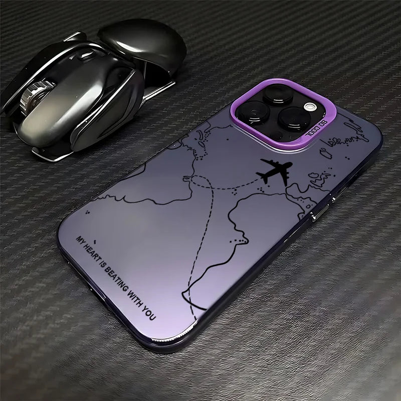 Travel Airplane Route Design Phone Case for IPhone 16 15 14 13 12 11 Mini Pro Max X XR XSMAX 8 7 Plus Anti Fall Matte Cover
