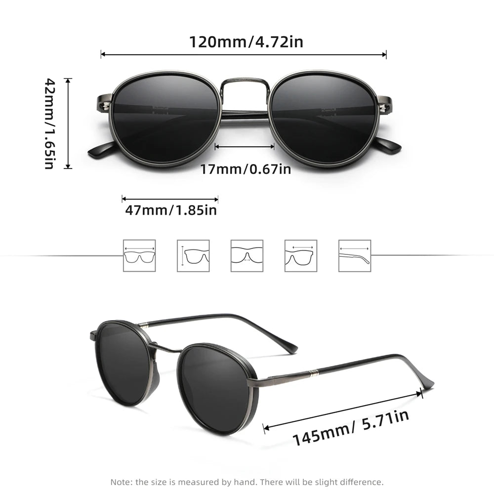 Design Retro Round Frame Sunglasses For Men Polarized UV400 Women Causal Driving Glasses Accessories